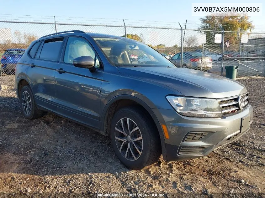 2021 Volkswagen Tiguan S VIN: 3VV0B7AX5MM000806 Lot: 40648538