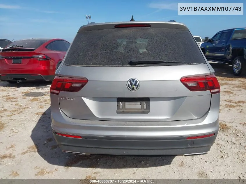 2021 Volkswagen Tiguan S VIN: 3VV1B7AXXMM107743 Lot: 40650797