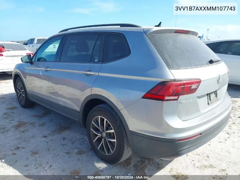 2021 Volkswagen Tiguan S VIN: 3VV1B7AXXMM107743 Lot: 40650797