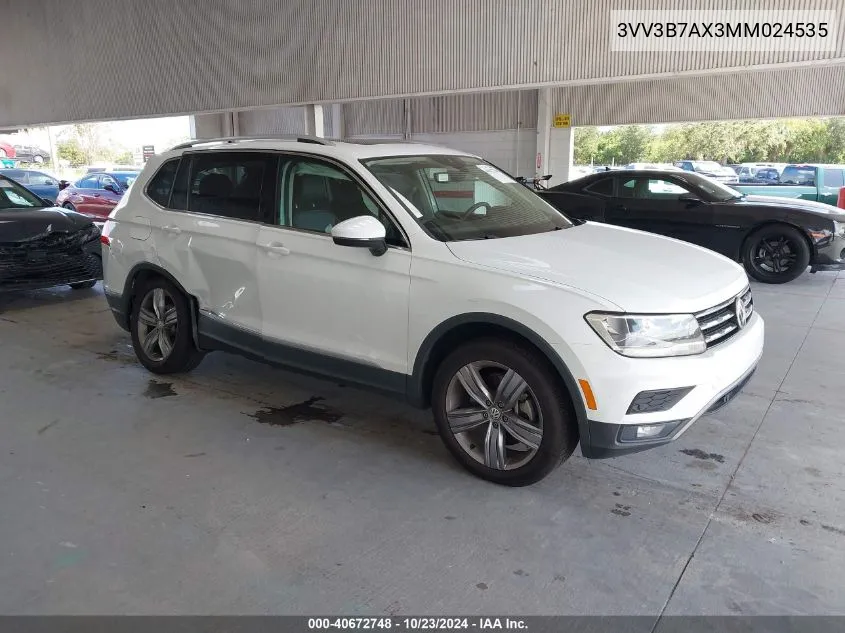 2021 Volkswagen Tiguan 2.0T Se/2.0T Se R-Line Black/2.0T Sel VIN: 3VV3B7AX3MM024535 Lot: 40672748