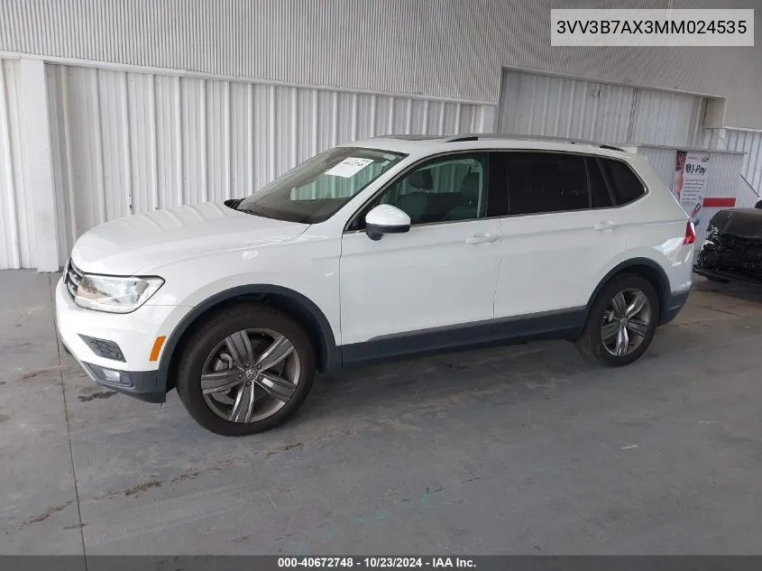 2021 Volkswagen Tiguan 2.0T Se/2.0T Se R-Line Black/2.0T Sel VIN: 3VV3B7AX3MM024535 Lot: 40672748