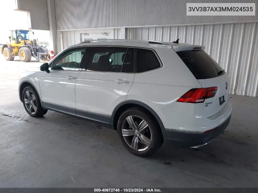 2021 Volkswagen Tiguan 2.0T Se/2.0T Se R-Line Black/2.0T Sel VIN: 3VV3B7AX3MM024535 Lot: 40672748