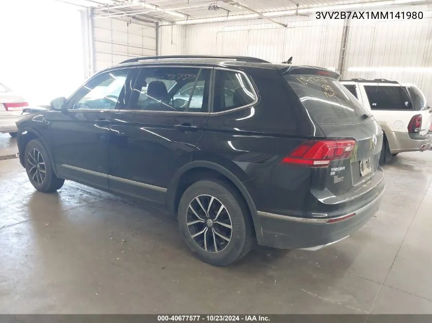 2021 Volkswagen Tiguan 2.0T Se/2.0T Se R-Line Black/2.0T Sel VIN: 3VV2B7AX1MM141980 Lot: 40677577