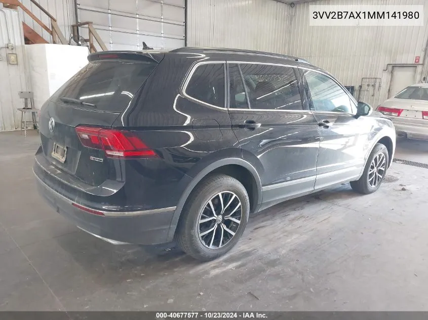 2021 Volkswagen Tiguan 2.0T Se/2.0T Se R-Line Black/2.0T Sel VIN: 3VV2B7AX1MM141980 Lot: 40677577