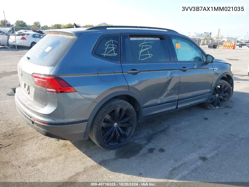 2021 Volkswagen Tiguan 2.0T Se/2.0T Se R-Line Black/2.0T Sel VIN: 3VV3B7AX1MM021035 Lot: 40716325