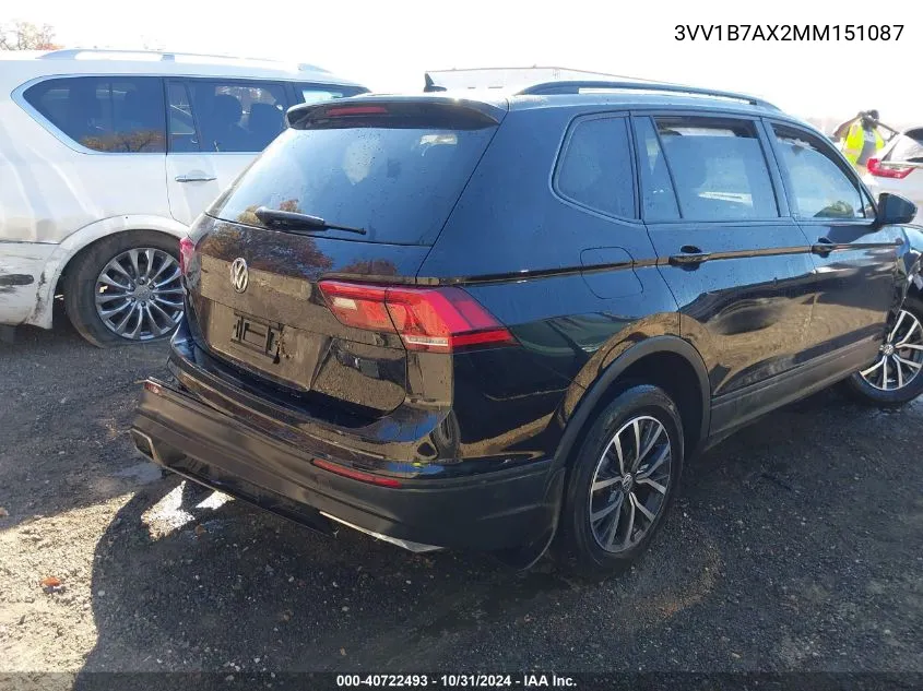 2021 Volkswagen Tiguan 2.0T S VIN: 3VV1B7AX2MM151087 Lot: 40722493