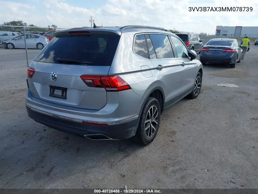 2021 Volkswagen Tiguan 2.0T Se/2.0T Se R-Line Black/2.0T Sel VIN: 3VV3B7AX3MM078739 Lot: 40728488