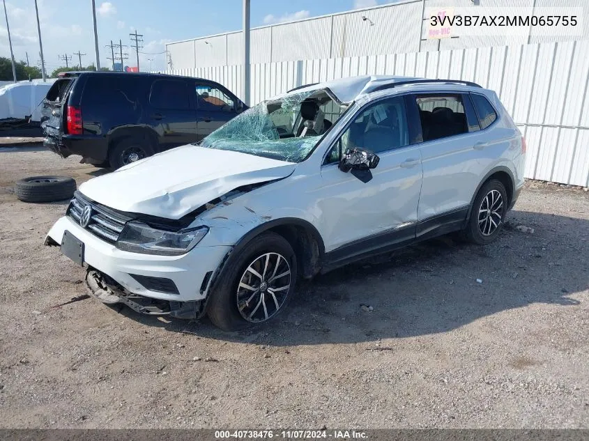 2021 Volkswagen Tiguan 2.0T Se/2.0T Se R-Line Black/2.0T Sel VIN: 3VV3B7AX2MM065755 Lot: 40738476