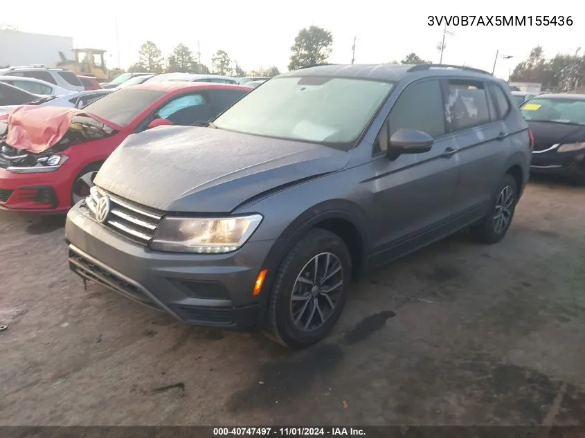 2021 Volkswagen Tiguan 2.0T S VIN: 3VV0B7AX5MM155436 Lot: 40747497