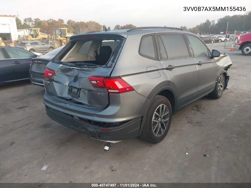 2021 Volkswagen Tiguan 2.0T S VIN: 3VV0B7AX5MM155436 Lot: 40747497