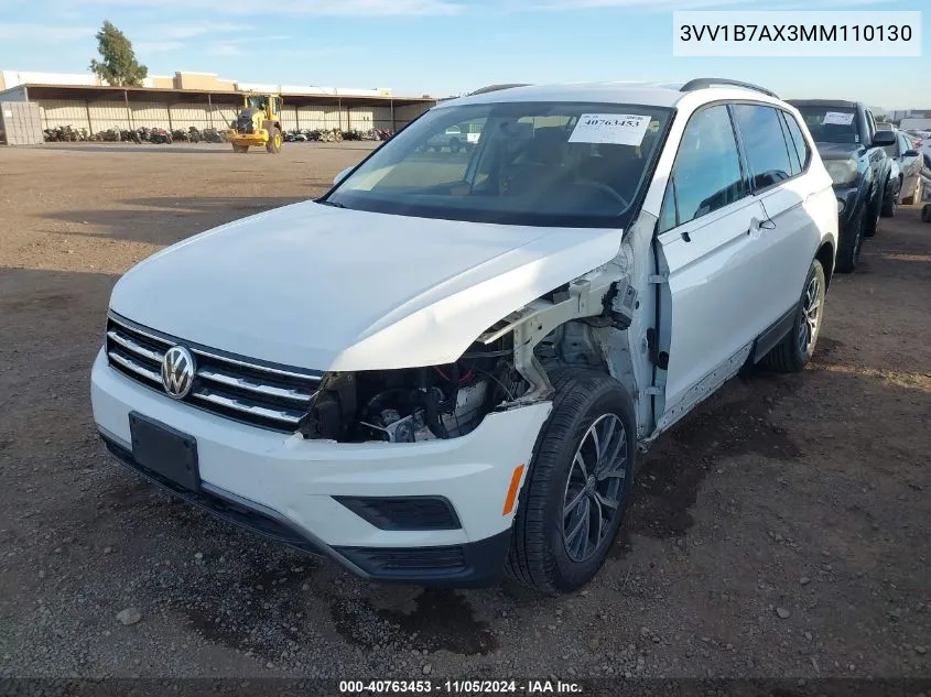 2021 Volkswagen Tiguan 2.0T S VIN: 3VV1B7AX3MM110130 Lot: 40763453