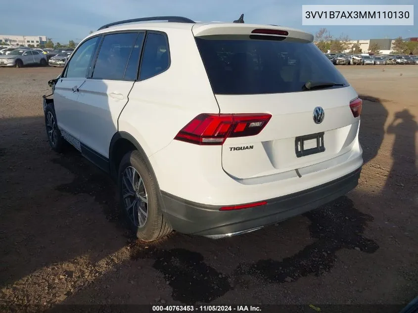 2021 Volkswagen Tiguan 2.0T S VIN: 3VV1B7AX3MM110130 Lot: 40763453