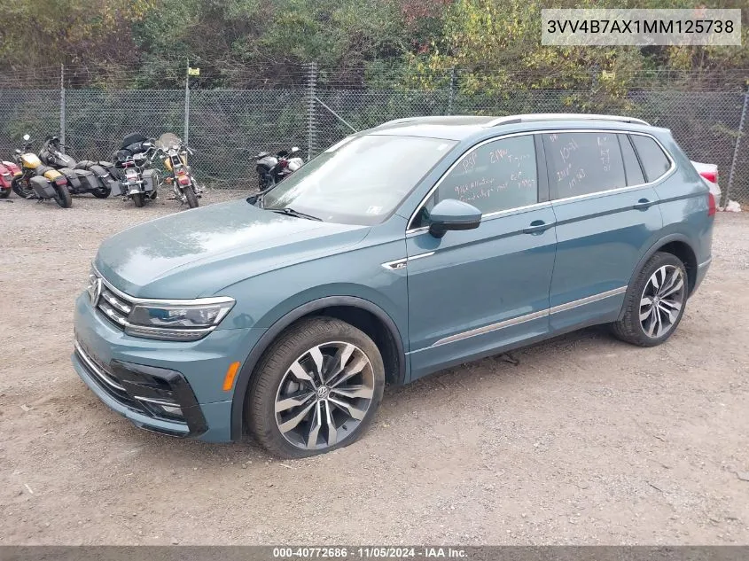 2021 Volkswagen Tiguan 2.0T Sel Premium R-Line VIN: 3VV4B7AX1MM125738 Lot: 40772686