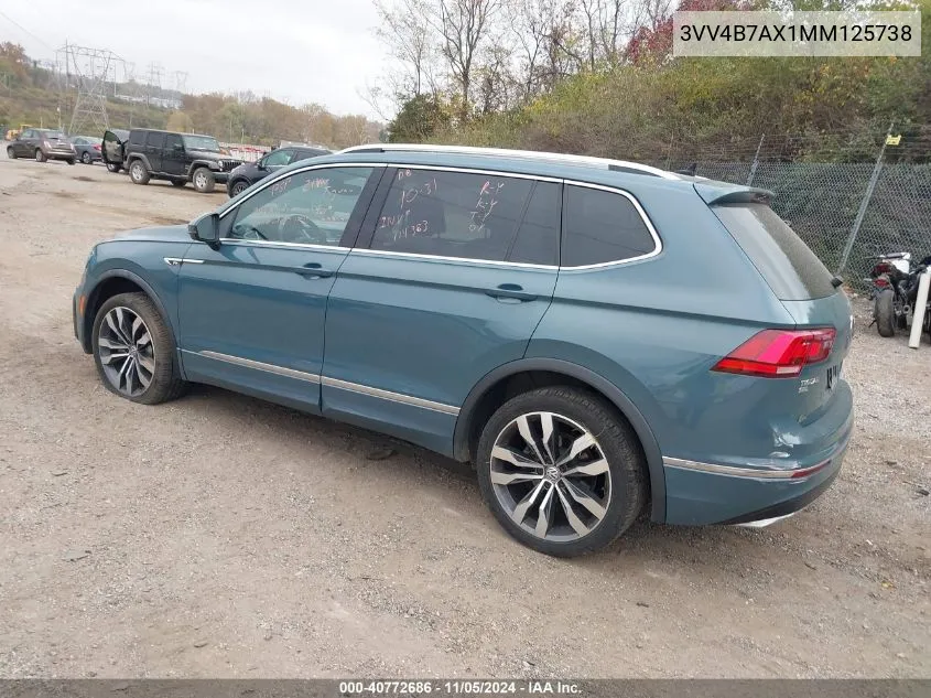 2021 Volkswagen Tiguan 2.0T Sel Premium R-Line VIN: 3VV4B7AX1MM125738 Lot: 40772686