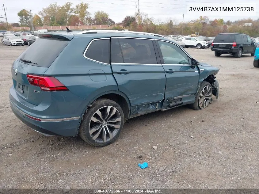 2021 Volkswagen Tiguan 2.0T Sel Premium R-Line VIN: 3VV4B7AX1MM125738 Lot: 40772686