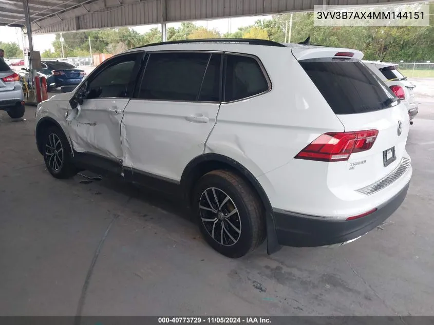 2021 Volkswagen Tiguan 2.0T Se/2.0T Se R-Line Black/2.0T Sel VIN: 3VV3B7AX4MM144151 Lot: 40773729