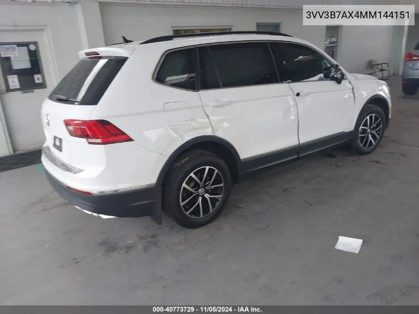 2021 Volkswagen Tiguan 2.0T Se/2.0T Se R-Line Black/2.0T Sel VIN: 3VV3B7AX4MM144151 Lot: 40773729