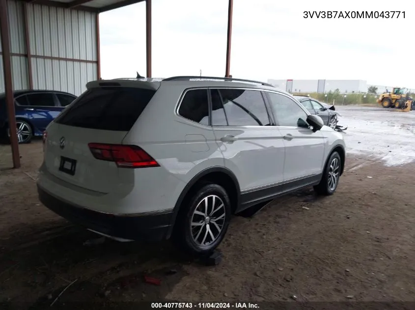 2021 Volkswagen Tiguan 2.0T Se/2.0T Se R-Line Black/2.0T Sel VIN: 3VV3B7AX0MM043771 Lot: 40775743