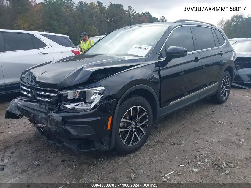 2021 Volkswagen Tiguan 2.0T Se/2.0T Se R-Line Black/2.0T Sel VIN: 3VV3B7AX4MM158017 Lot: 40800703