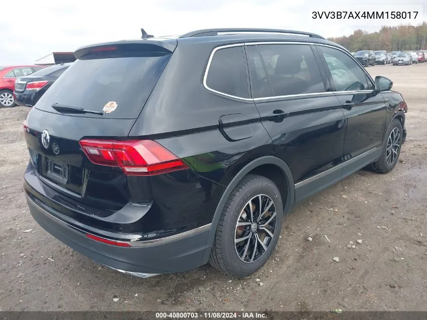 2021 Volkswagen Tiguan 2.0T Se/2.0T Se R-Line Black/2.0T Sel VIN: 3VV3B7AX4MM158017 Lot: 40800703