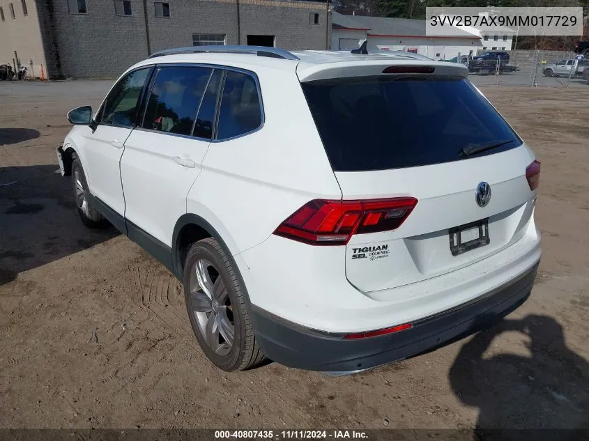 2021 Volkswagen Tiguan 2.0T Se/2.0T Se R-Line Black/2.0T Sel VIN: 3VV2B7AX9MM017729 Lot: 40807435