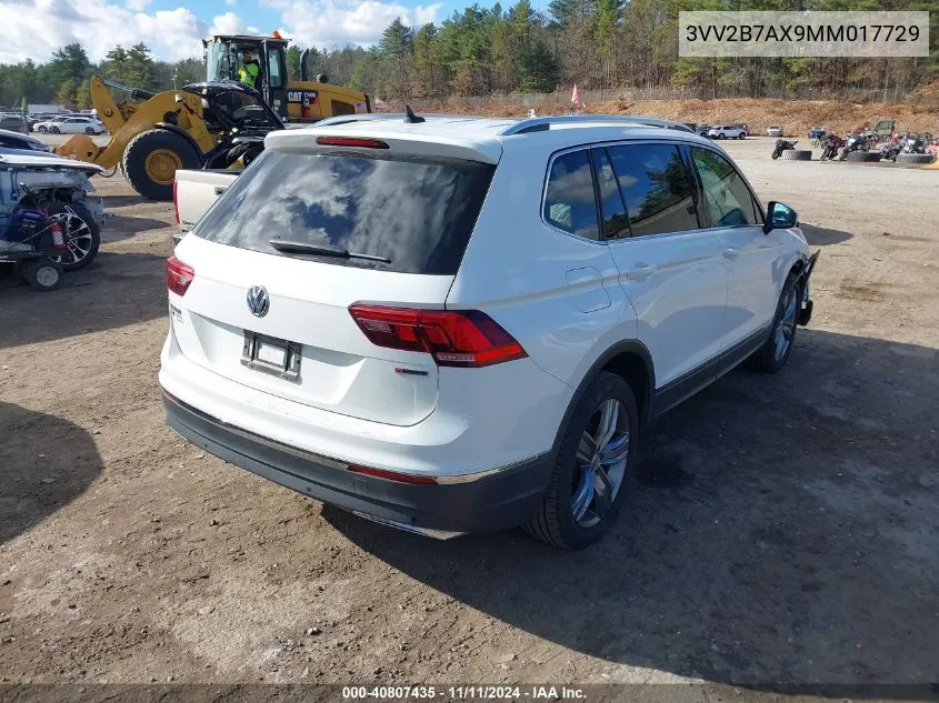 2021 Volkswagen Tiguan 2.0T Se/2.0T Se R-Line Black/2.0T Sel VIN: 3VV2B7AX9MM017729 Lot: 40807435