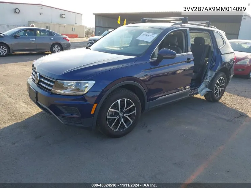 2021 Volkswagen Tiguan 2.0T Se/2.0T Se R-Line Black/2.0T Sel VIN: 3VV2B7AX9MM014099 Lot: 40824510