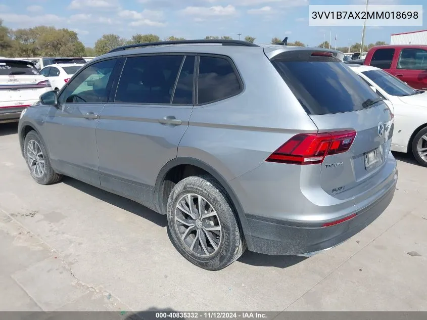 2021 Volkswagen Tiguan 2.0T S VIN: 3VV1B7AX2MM018698 Lot: 40835332