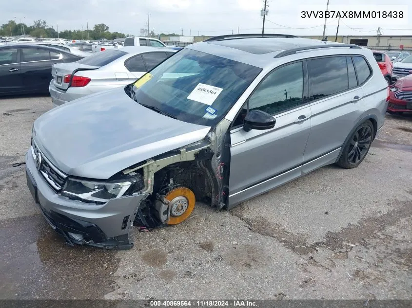 2021 Volkswagen Tiguan 2.0T Se/2.0T Se R-Line Black/2.0T Sel VIN: 3VV3B7AX8MM018438 Lot: 40869564