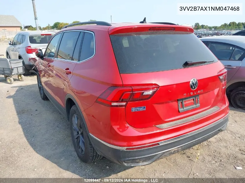 2022 Volkswagen Tiguan Se VIN: 3VV2B7AX1NM047468 Lot: 12099447