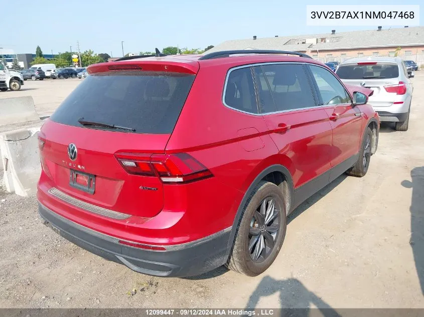 2022 Volkswagen Tiguan Se VIN: 3VV2B7AX1NM047468 Lot: 12099447