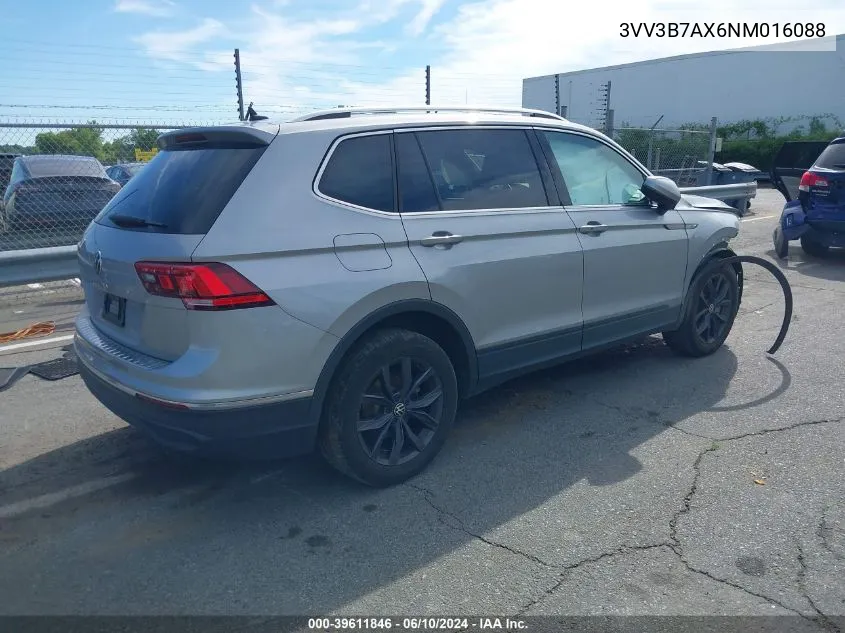 2022 Volkswagen Tiguan 2.0T Se VIN: 3VV3B7AX6NM016088 Lot: 39611846