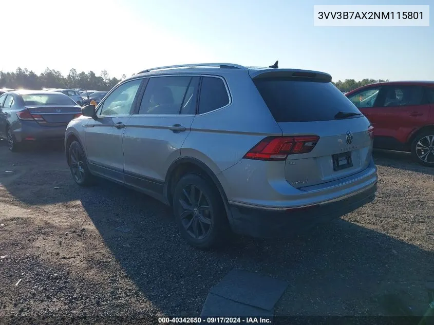 2022 Volkswagen Tiguan Se VIN: 3VV3B7AX2NM115801 Lot: 40342650