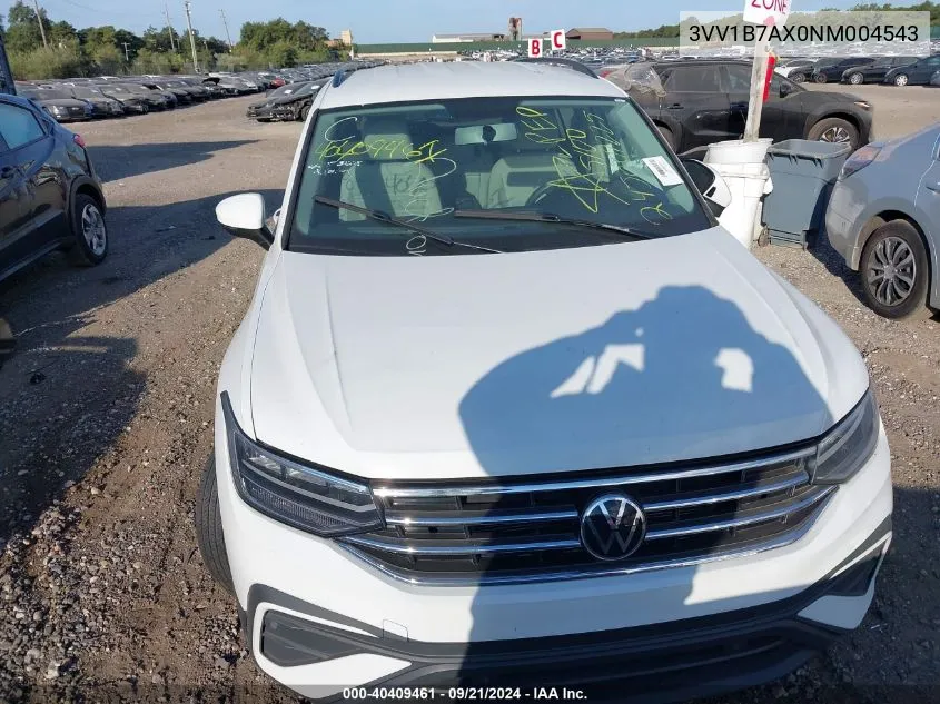 2022 Volkswagen Tiguan 2.0T S VIN: 3VV1B7AX0NM004543 Lot: 40409461