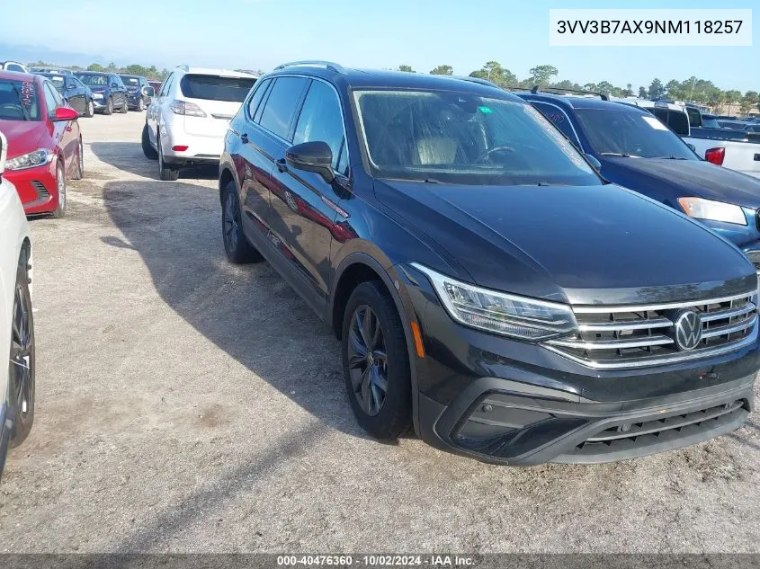 2022 Volkswagen Tiguan Se VIN: 3VV3B7AX9NM118257 Lot: 40476360