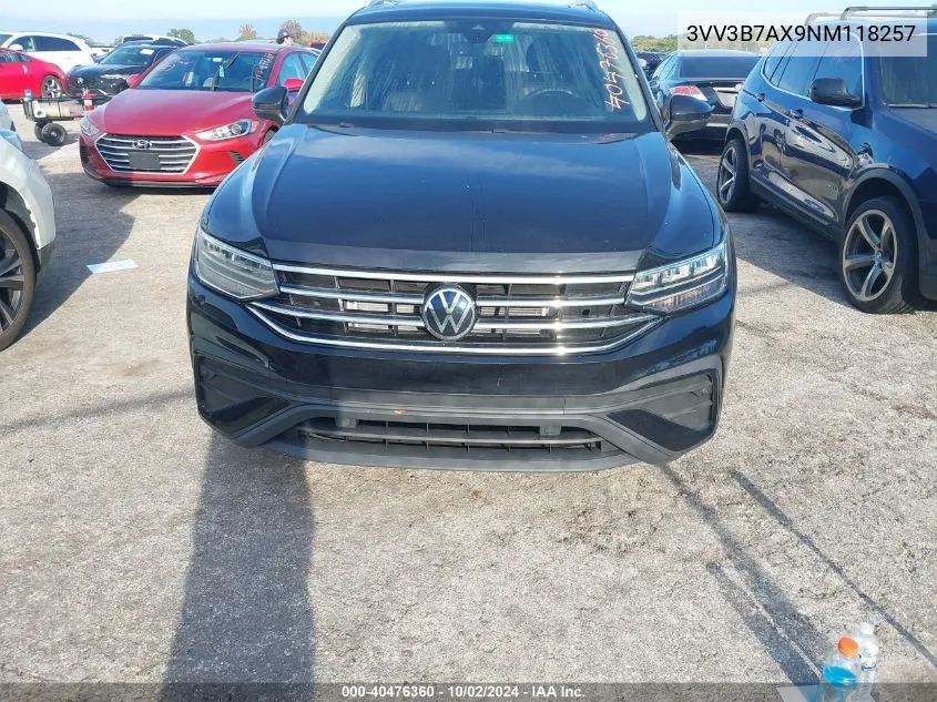 2022 Volkswagen Tiguan Se VIN: 3VV3B7AX9NM118257 Lot: 40476360