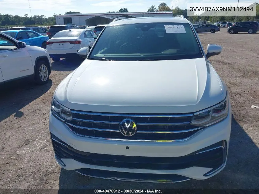 2022 Volkswagen Tiguan Sel R-Line VIN: 3VV4B7AX9NM112494 Lot: 40476912