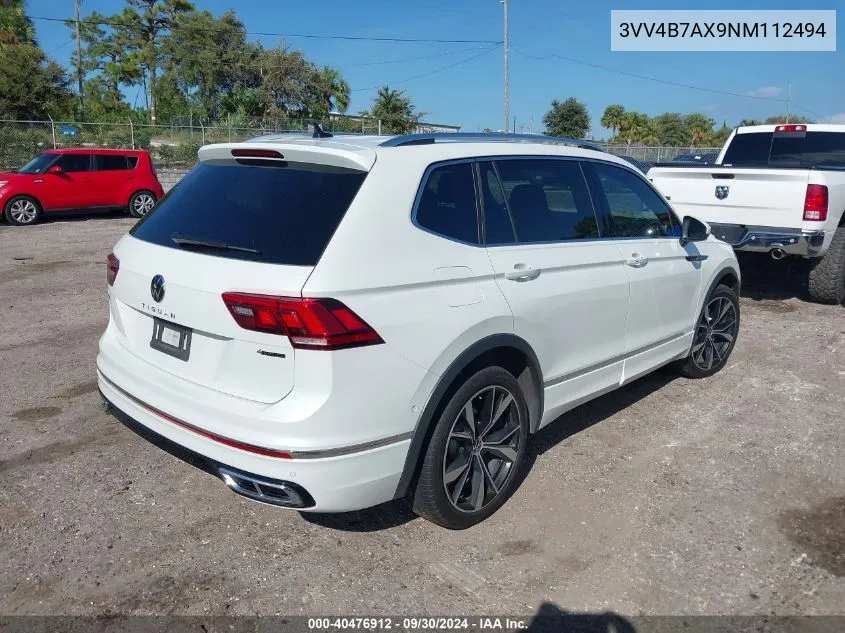 2022 Volkswagen Tiguan Sel R-Line VIN: 3VV4B7AX9NM112494 Lot: 40476912