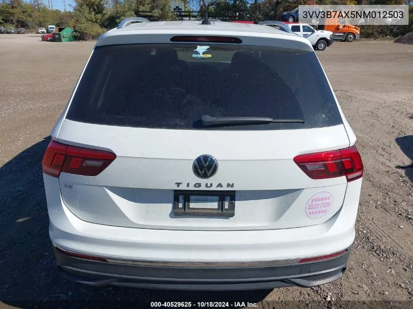 2022 Volkswagen Tiguan 2.0T Se VIN: 3VV3B7AX5NM012503 Lot: 40529625