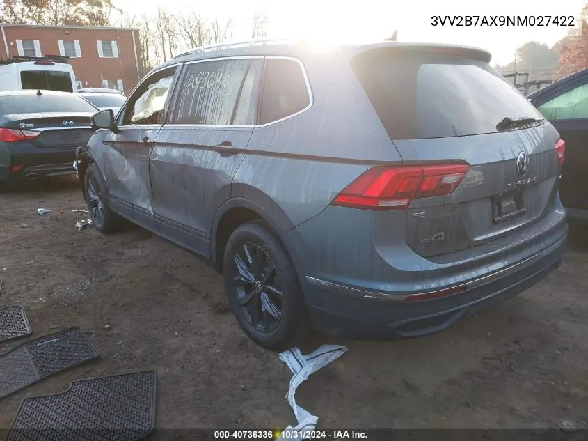 2022 Volkswagen Tiguan 2.0T Se VIN: 3VV2B7AX9NM027422 Lot: 40736336