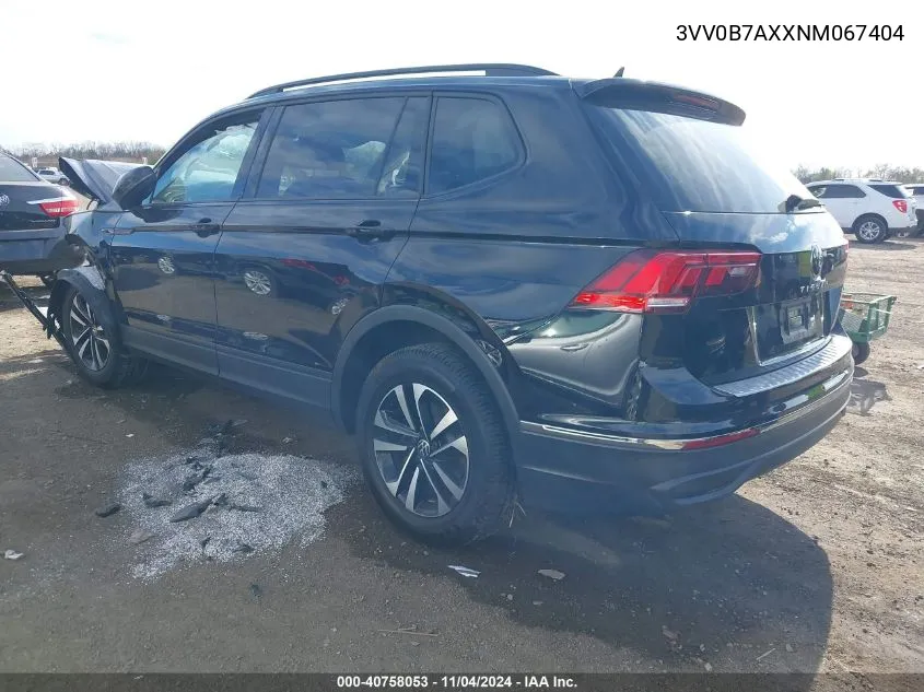 2022 Volkswagen Tiguan 2.0T S VIN: 3VV0B7AXXNM067404 Lot: 40758053