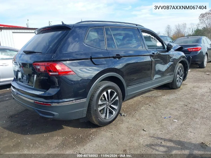 2022 Volkswagen Tiguan 2.0T S VIN: 3VV0B7AXXNM067404 Lot: 40758053