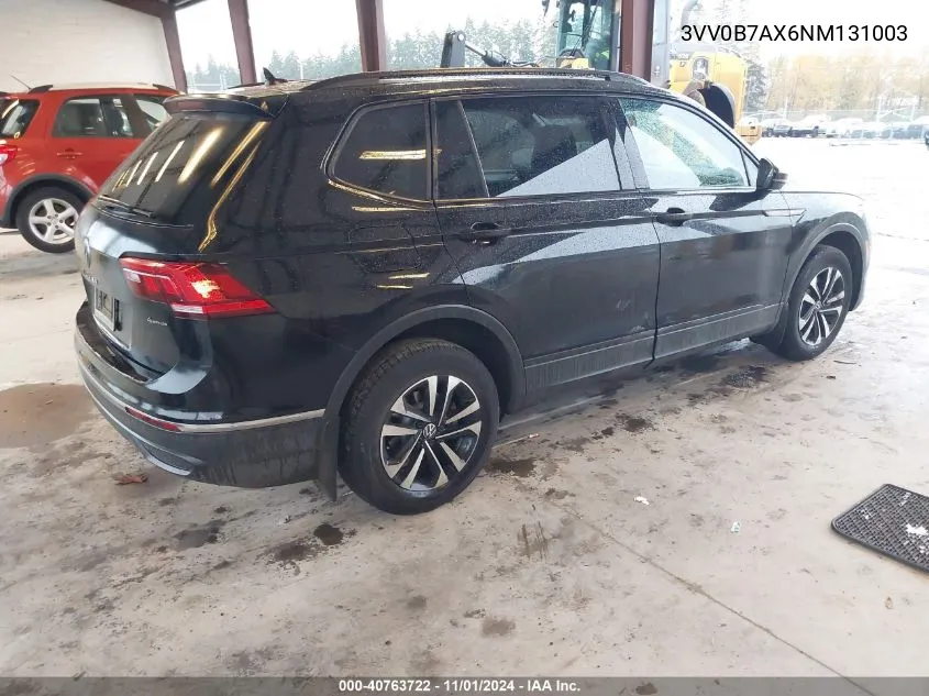 2022 Volkswagen Tiguan 2.0T S VIN: 3VV0B7AX6NM131003 Lot: 40763722