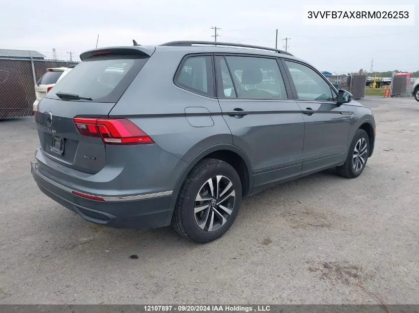 2024 Volkswagen Tiguan S VIN: 3VVFB7AX8RM026253 Lot: 12107897