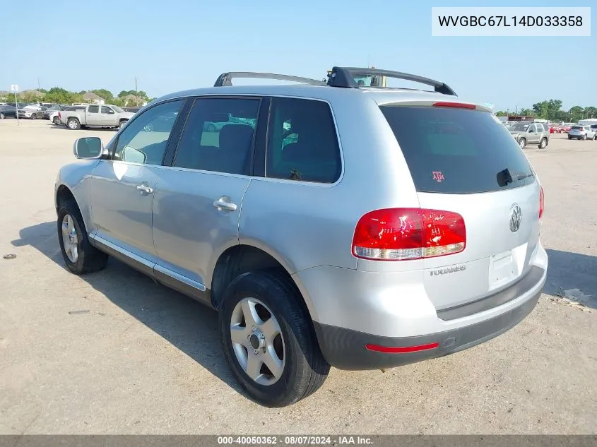 2004 Volkswagen Touareg V6 VIN: WVGBC67L14D033358 Lot: 40050362