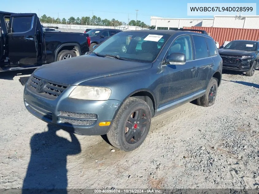 2004 Volkswagen Touareg V6 VIN: WVGBC67L94D028599 Lot: 40598074