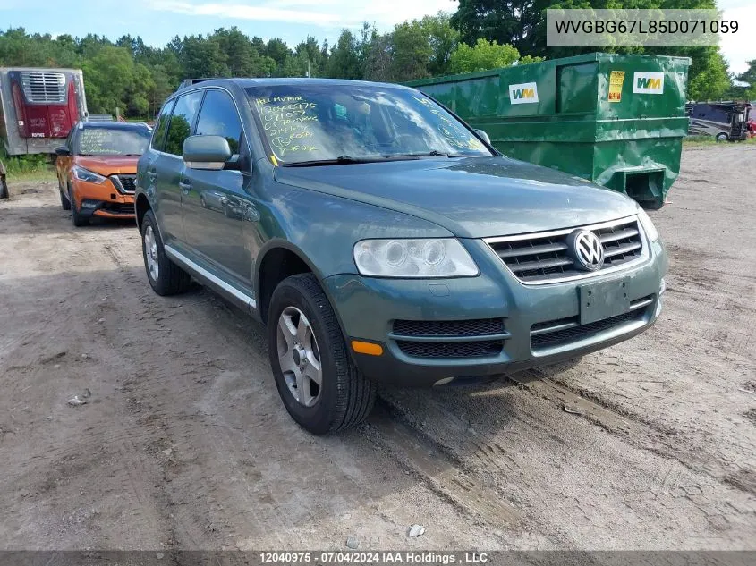 2005 Volkswagen Touareg 3.2 VIN: WVGBG67L85D071059 Lot: 12040975