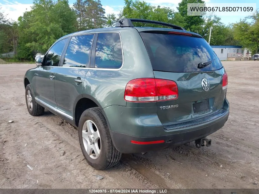 2005 Volkswagen Touareg 3.2 VIN: WVGBG67L85D071059 Lot: 12040975