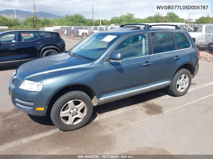 2005 Volkswagen Touareg V6 VIN: WVGBG77L05D005787 Lot: 40635726