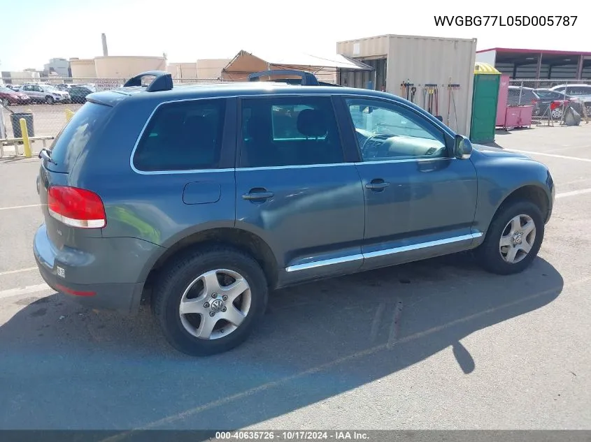 2005 Volkswagen Touareg V6 VIN: WVGBG77L05D005787 Lot: 40635726